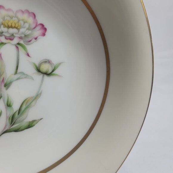 Mikado Harmony Round Serving Bowl Cream Rim Pink Floral Center - Picture 5 of 14